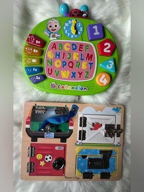 Melissa and Doug Lock and Latch Board Cocomelon Just Play Busy Board, kids toys